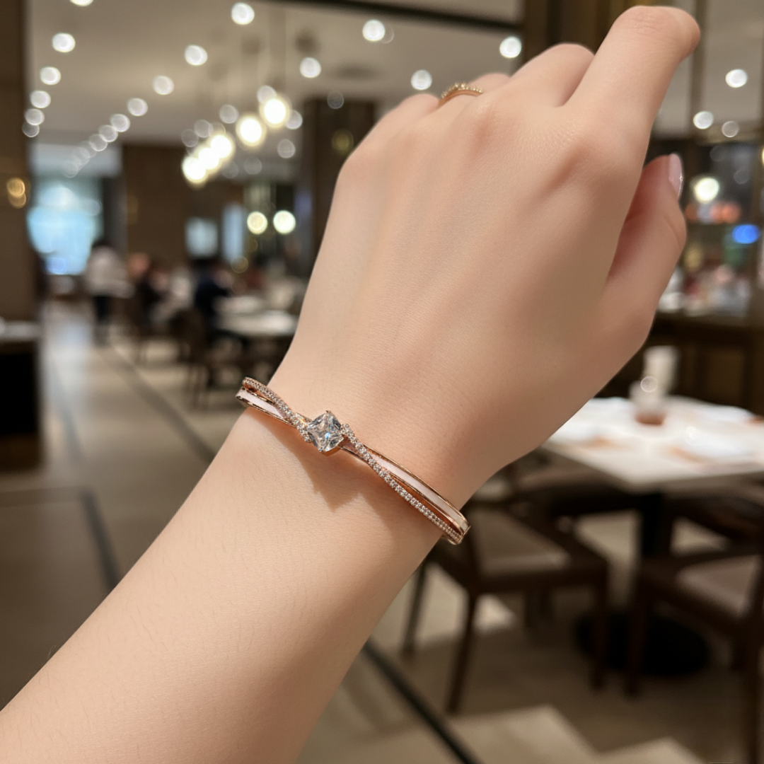 Serenity Solitaire Rose Gold Bangle