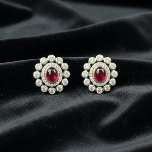 Heritage Ruby & Diamond Sunburst Studs
