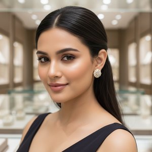 22K Gold Polki Style Floral Studs