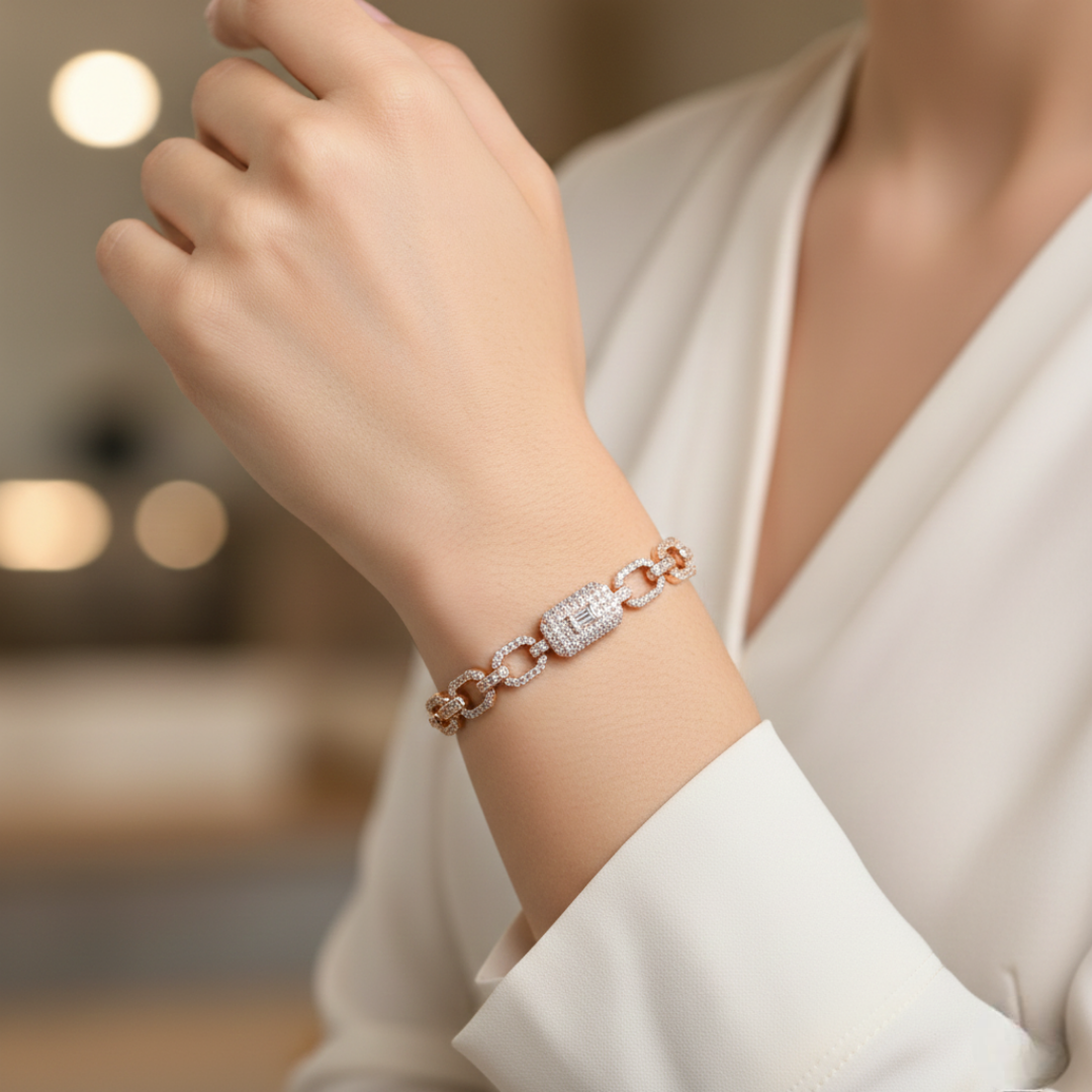 Rose Gold Link Statement Bracelet