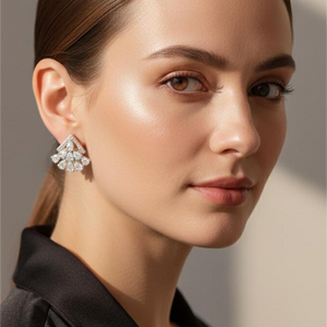 18K Gold Geometric Fan Studs