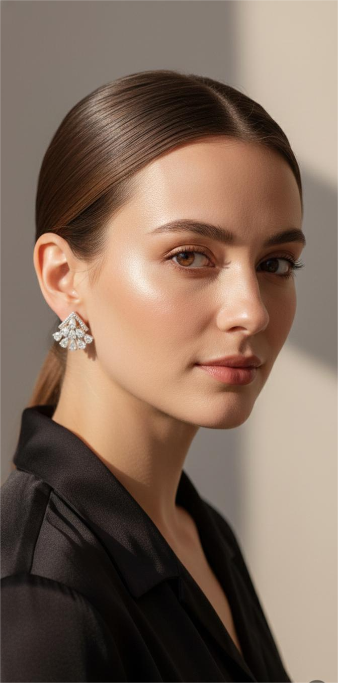 18K Gold Geometric Fan Studs