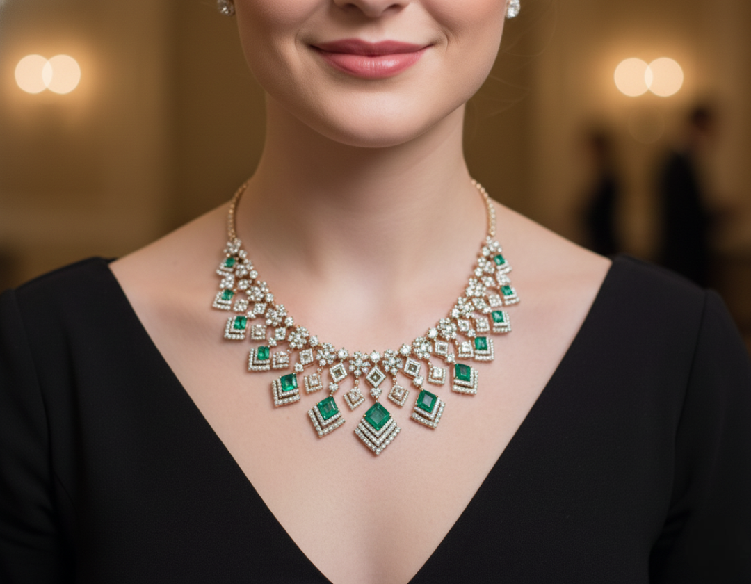 Imperial Emerald Lattice Necklace