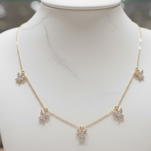 Gold Plated Multi Butterfly Diamond Necklace