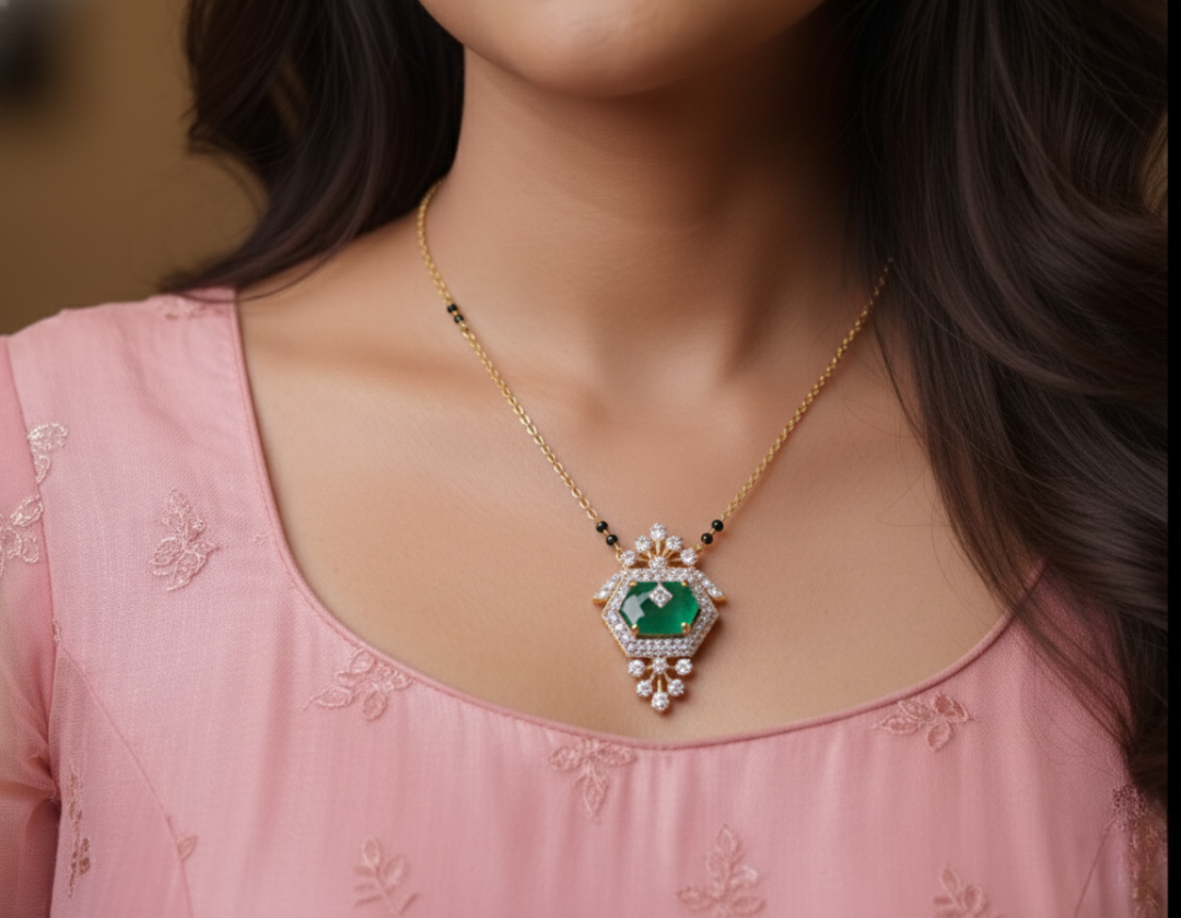 Royal Emerald & Diamond Mangalsutra