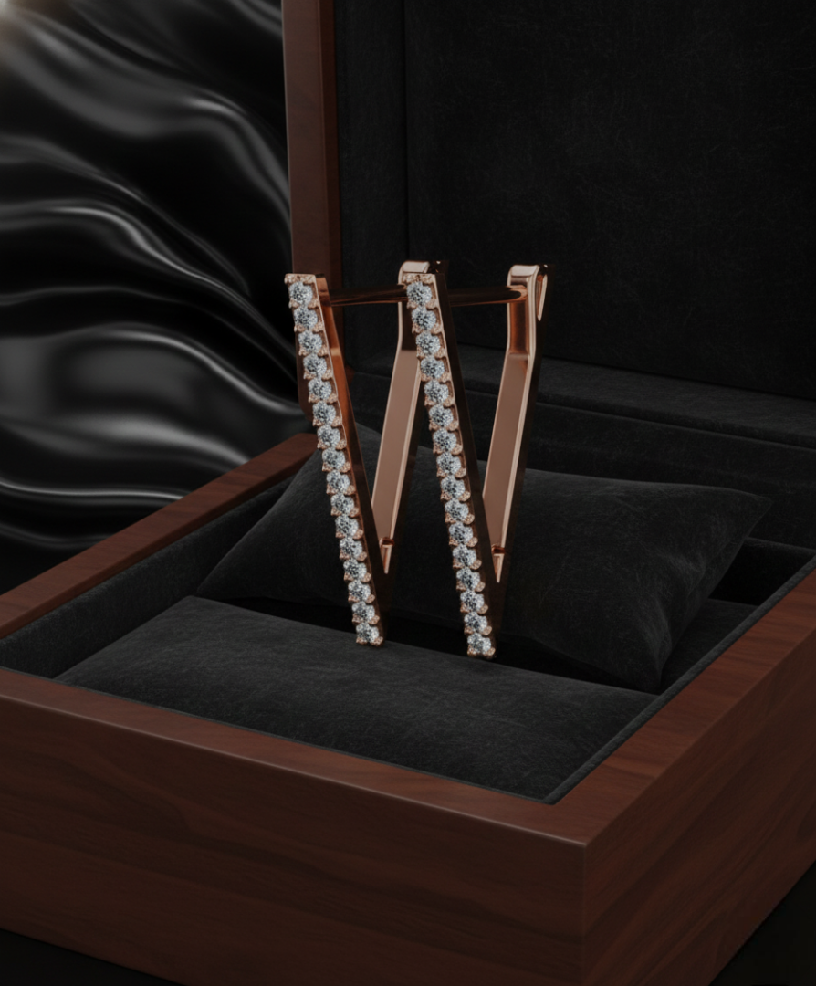 V-Crest Rose Gold Hoop Earrings