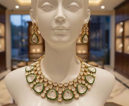 Royal Polki Emerald Choker Set