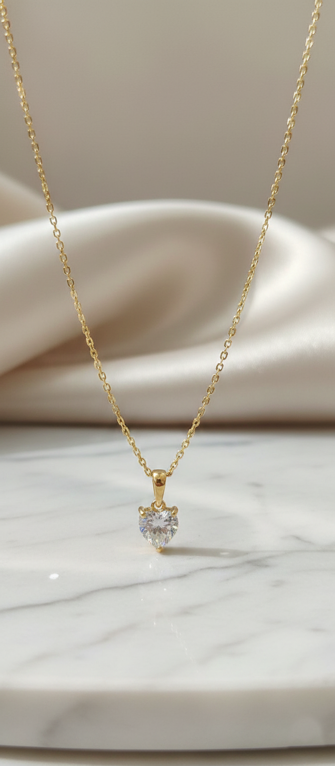 Heart Cut Solitaire Diamond Pendant