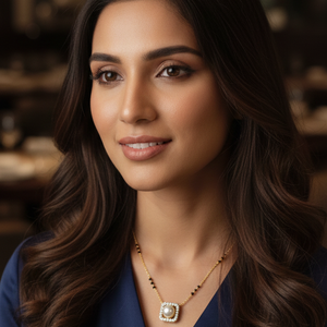 Pearl & Diamond Square Halo Mangalsutra
