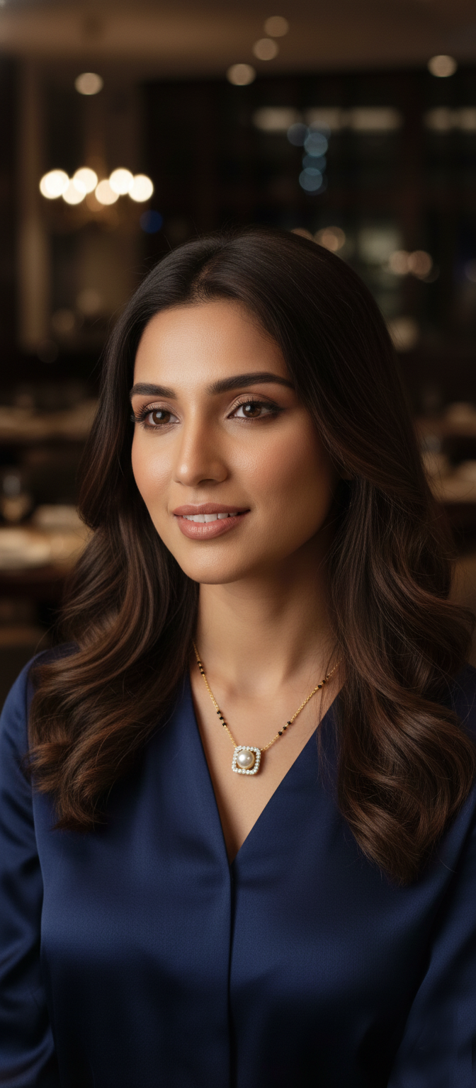 Pearl & Diamond Square Halo Mangalsutra