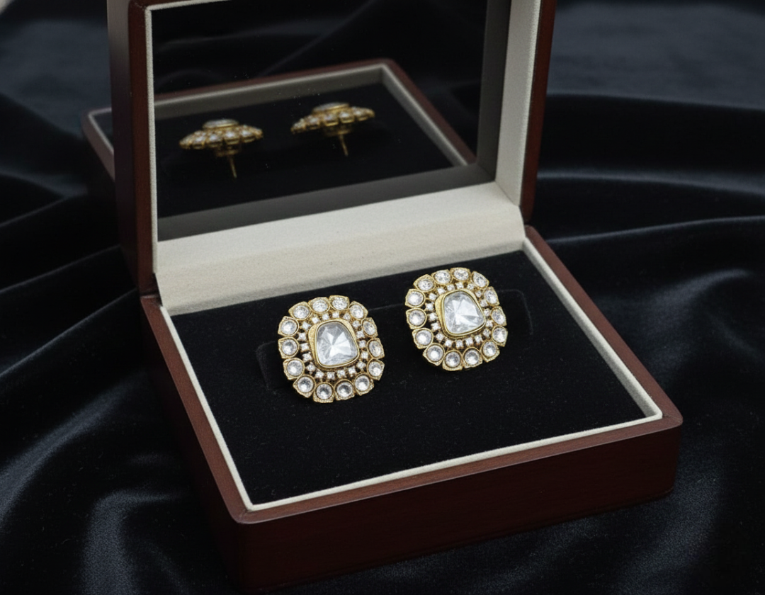 22K Gold Polki-Style Heritage Studs