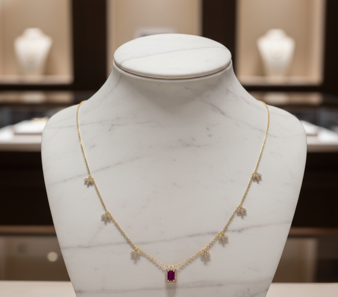 Radiant Ruby Minimalism Necklace