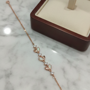 Rose Gold Opal Leaf Bracelet