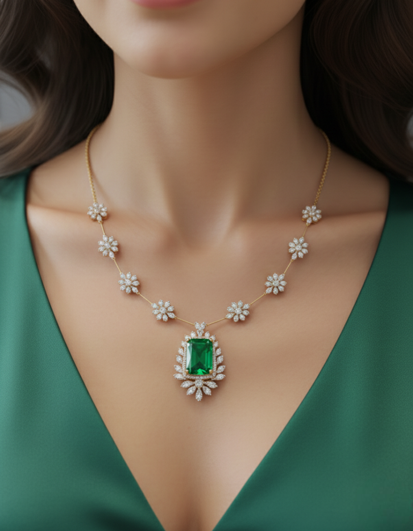 Enchanted Garden Emerald Statement Necklace