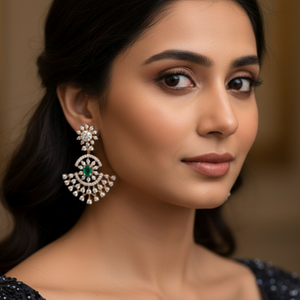 Emerald Radiance Fan Earrings