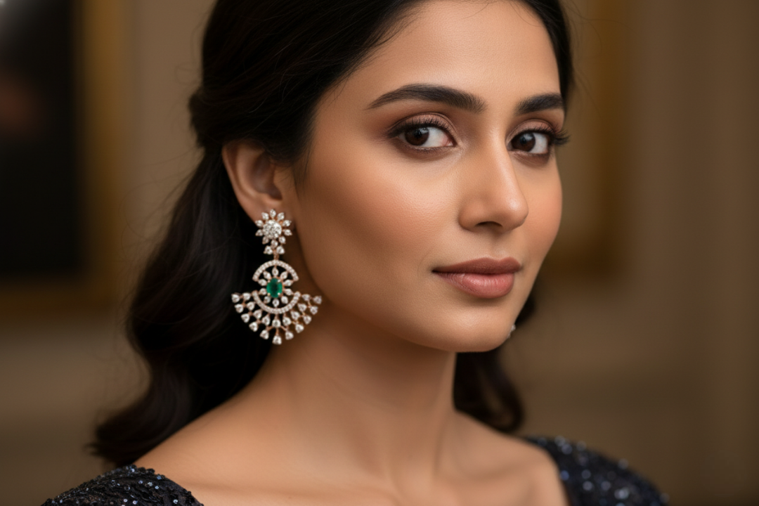 Emerald Radiance Fan Earrings