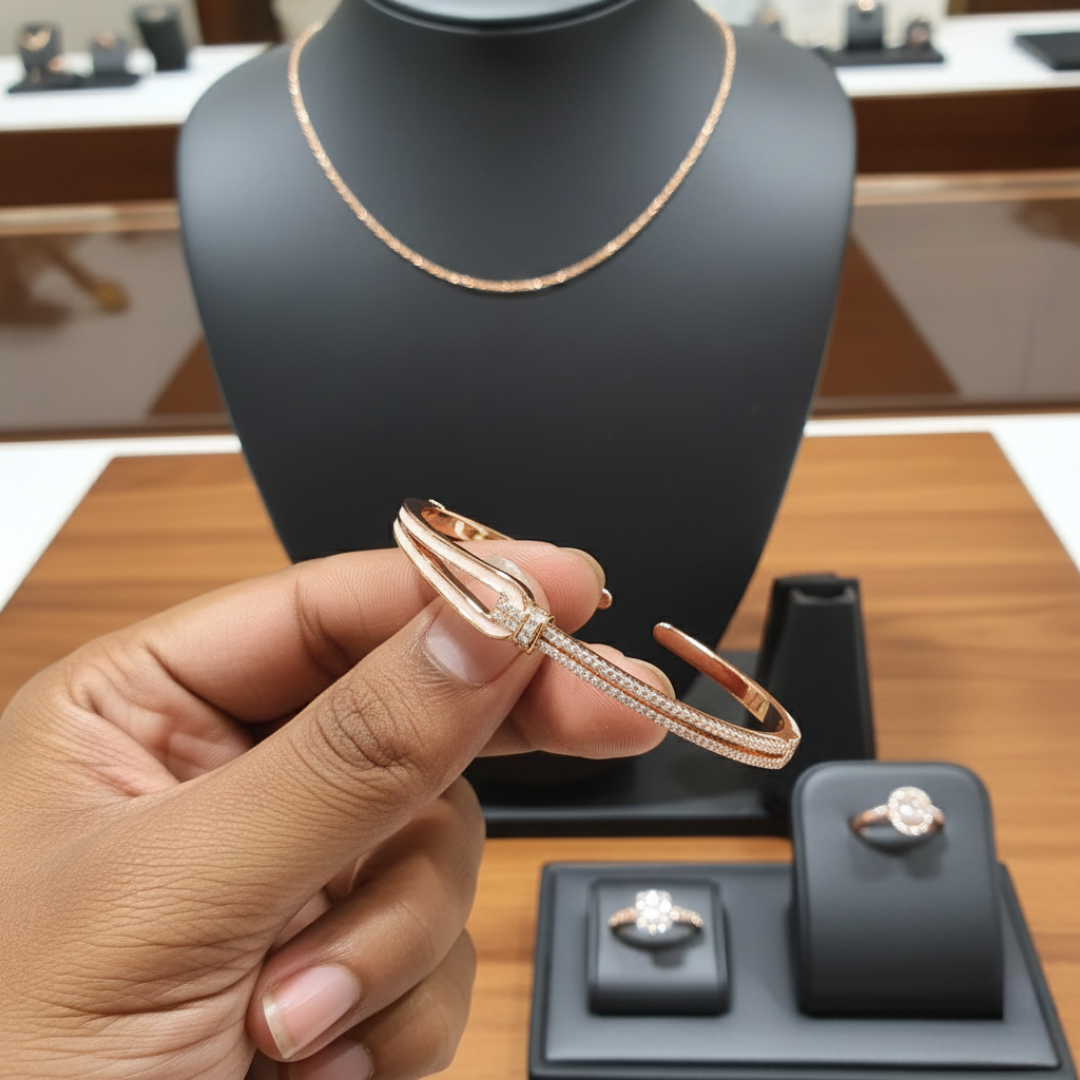 Rose Gold Link Statement Bracelet