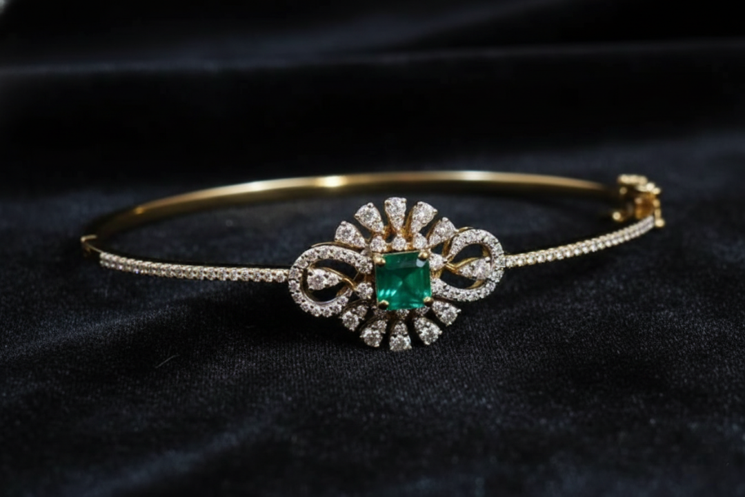 Emerald Radiance Filigree Bracelet
