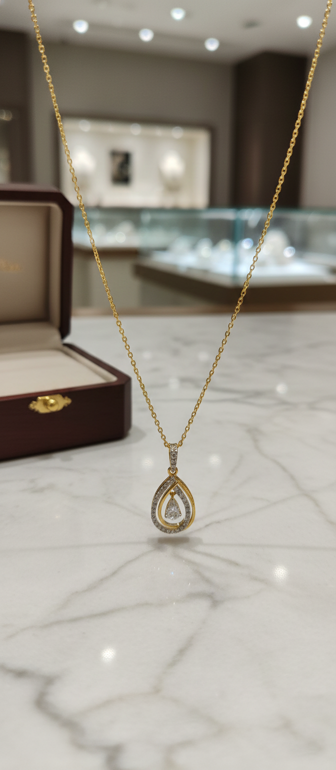 Teardrop Double Halo Necklace