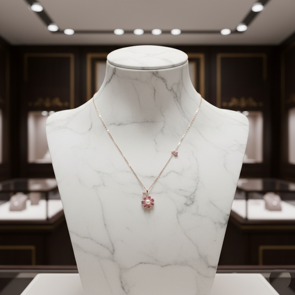 Rose Gold Cherry Blossom Necklace