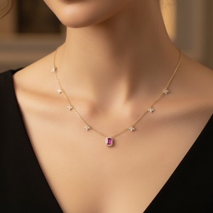 Radiant Ruby Minimalism Necklace