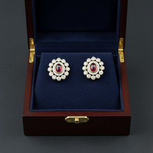 Heritage Ruby & Diamond Sunburst Studs