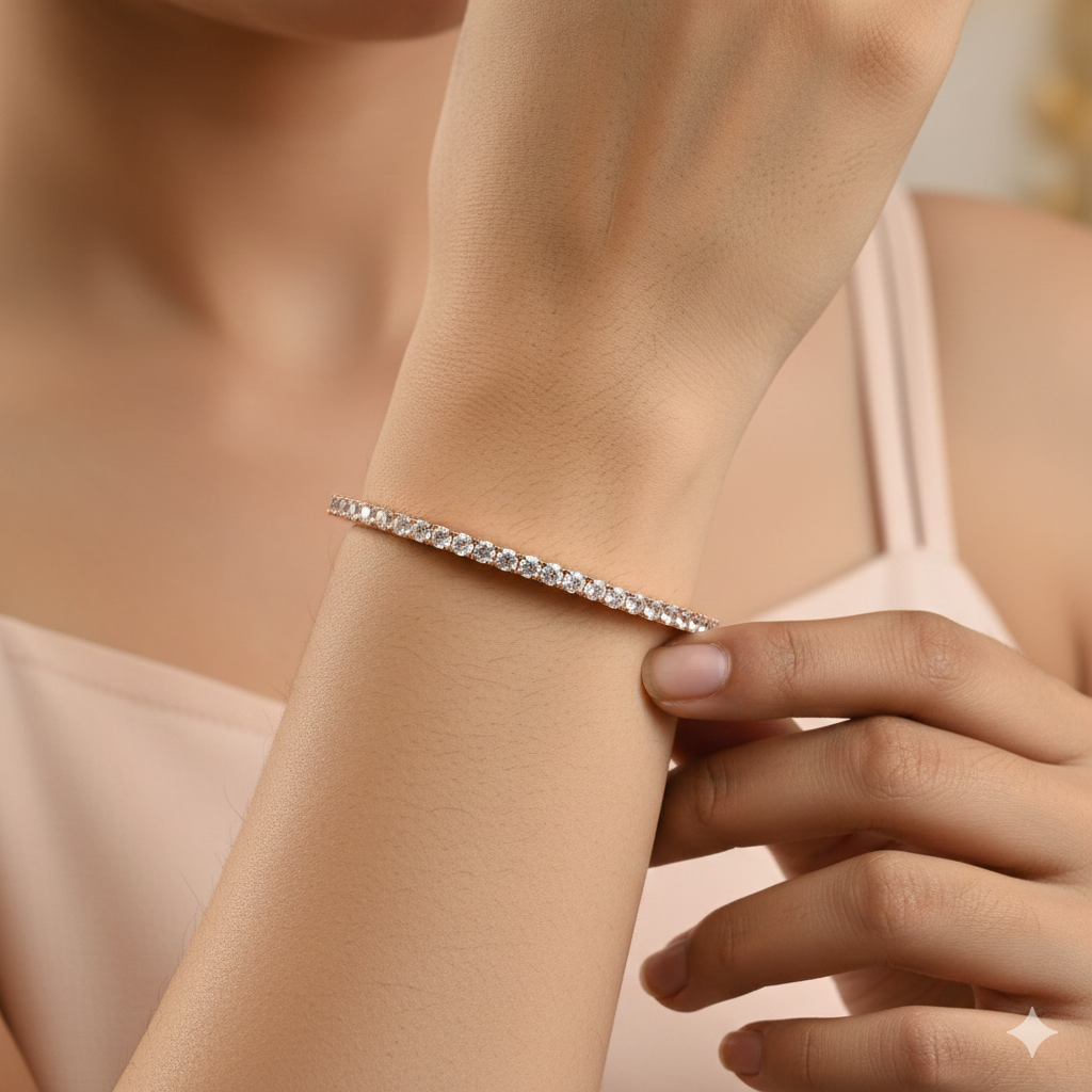 Rose Gold Sparkling Tennis Bracelet