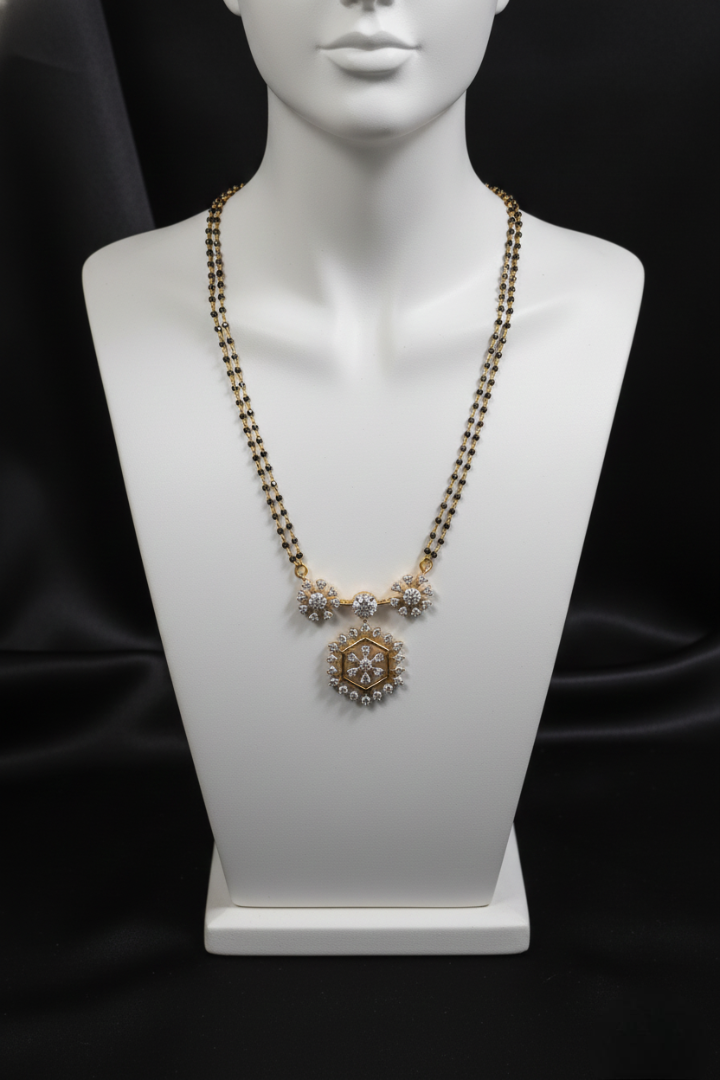 Floral Hexagon Diamond Mangalsutra