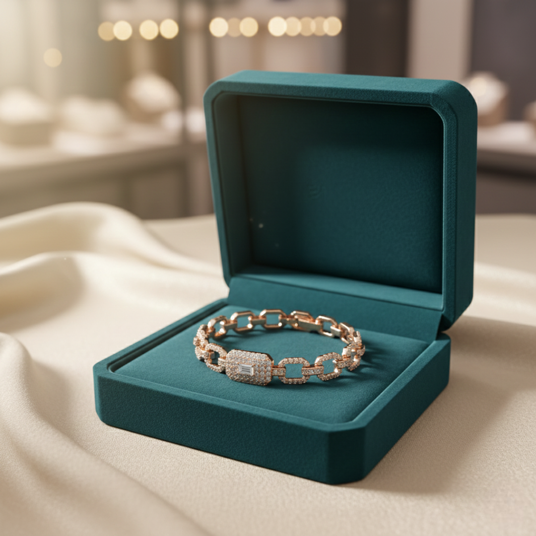 Rose Gold Link Statement Bracelet