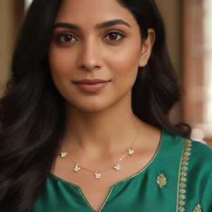 Gold Plated Multi Butterfly Diamond Necklace
