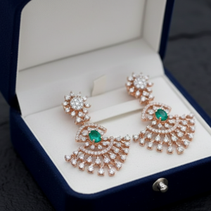 Emerald Radiance Fan Earrings