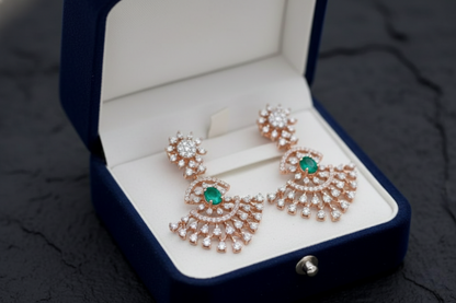 Emerald Radiance Fan Earrings