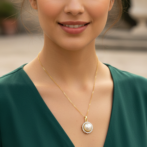 Vintage Inspired Pearl Halo Pendant