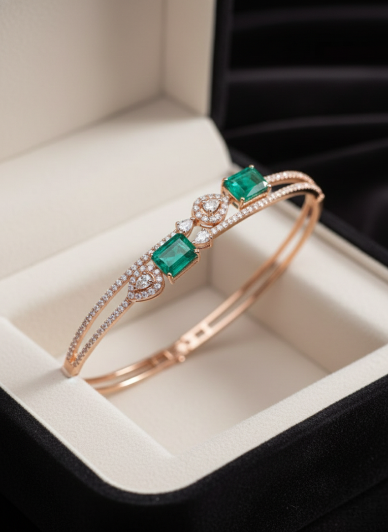 Emerald Duo Bypass Bangle
