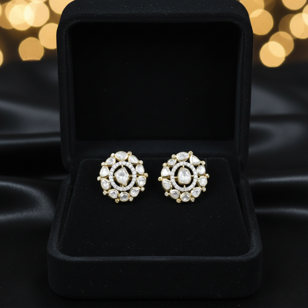 22K Gold Heritage Polki Style Studs