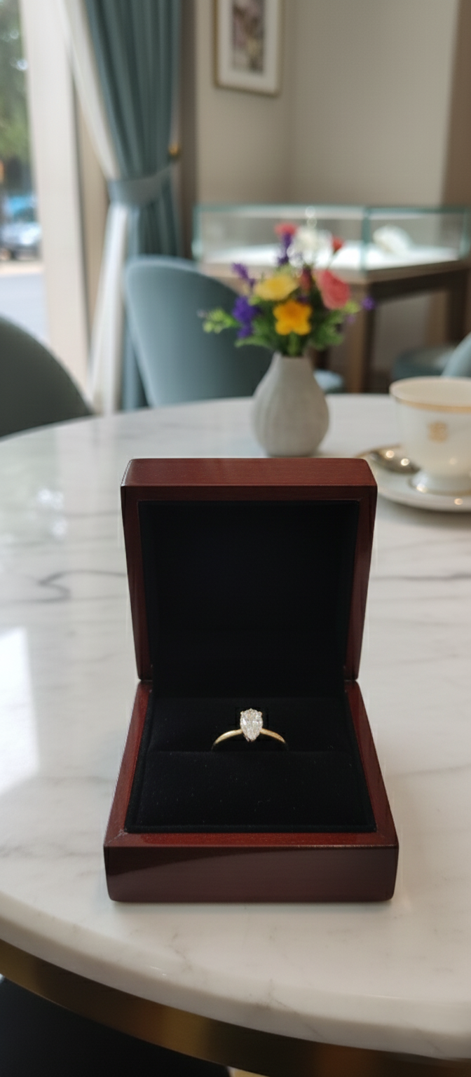 Pear Cut Diamond Solitaire Ring