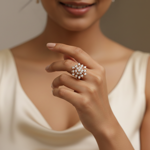 Rose Gold Floral Star Stud Earrings