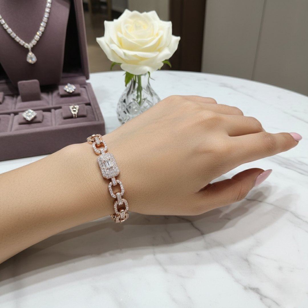 Rose Gold Link Statement Bracelet