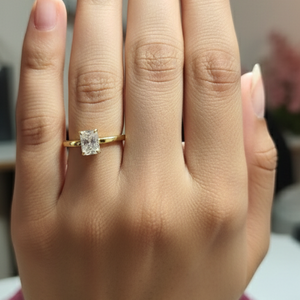 18K Gold Radiant-Cut Solitaire Ring
