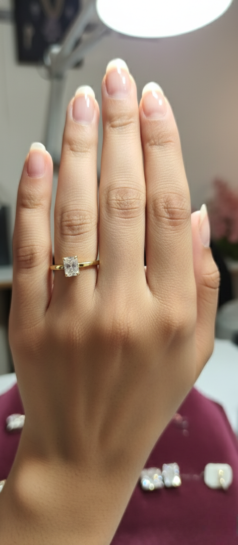 18K Gold Radiant-Cut Solitaire Ring