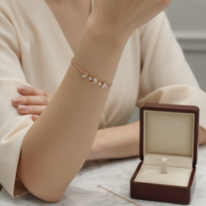 Rose Gold Opal Leaf Bracelet