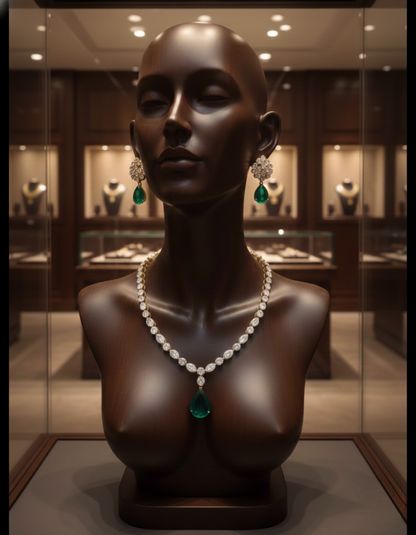 Verdant Bloom Emerald & Polki Maang Tikka Set