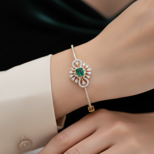 Emerald Radiance Filigree Bracelet