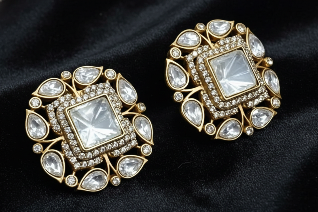 22K Gold Polki-Style Heritage Studs