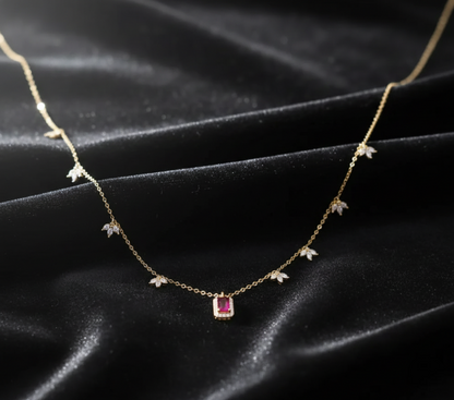Radiant Ruby Minimalism Necklace