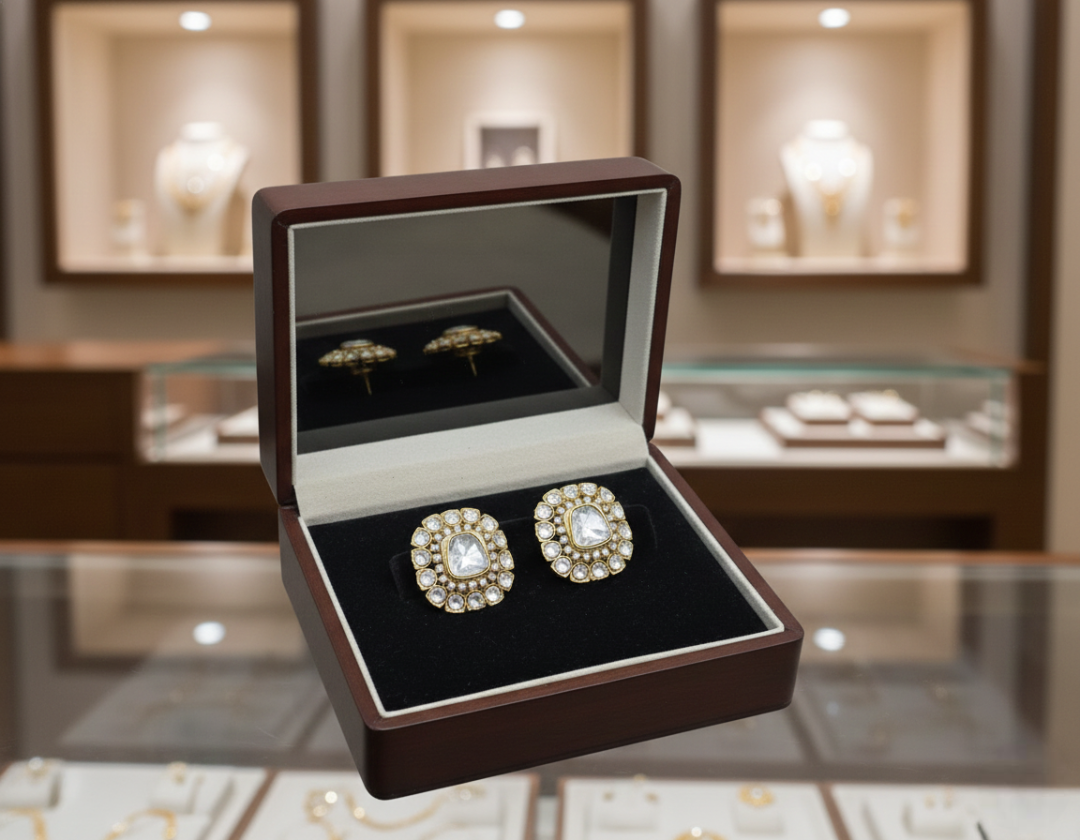 22K Gold Polki-Style Heritage Studs