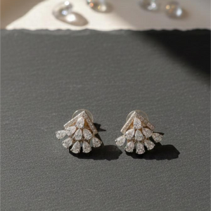 18K Gold Geometric Fan Studs