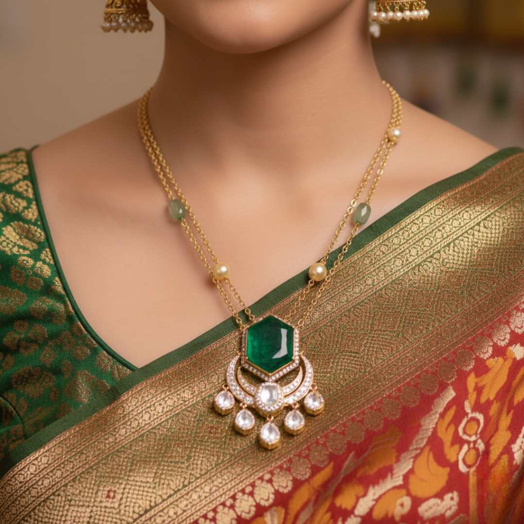 Verdant Hexagon Emerald Pendant