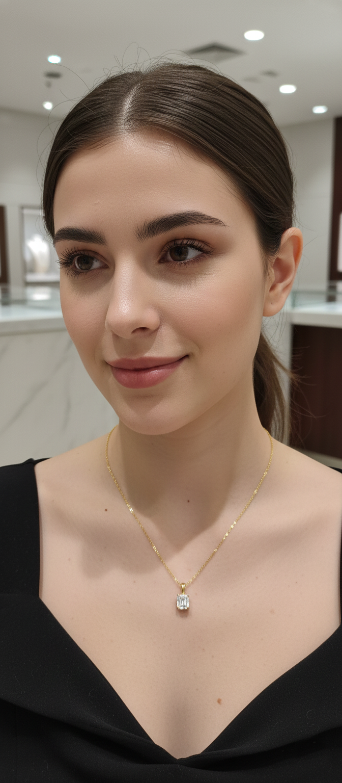 Emerald Cut Solitaire Pendant