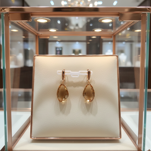 Rose Gold Champagne Tear Drop Earrings